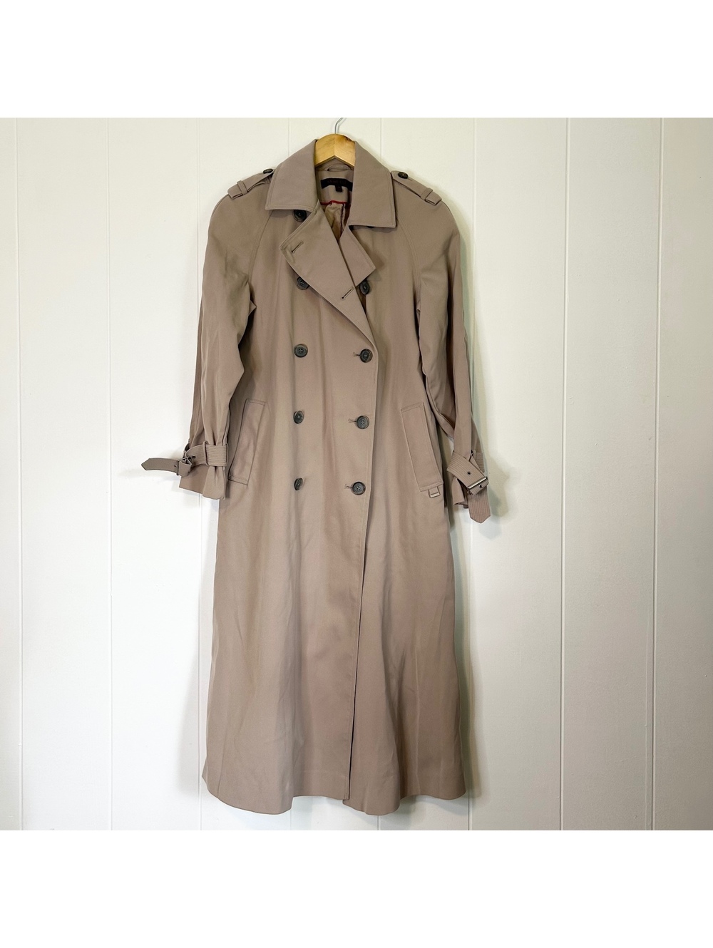 Anne Klein Long Sleeve Collared Long Trench Coat Outerwear Women's Petite Medium